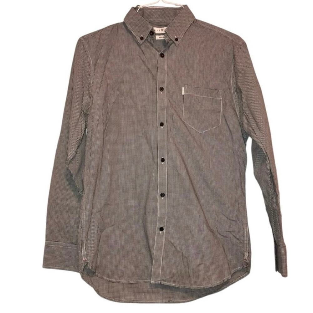 NWOT Five Four Men’s ButtonDown Shirt black & White Micro Check‎ Medium